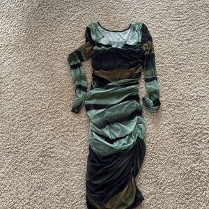 Elegant Green and Black Women's Dress